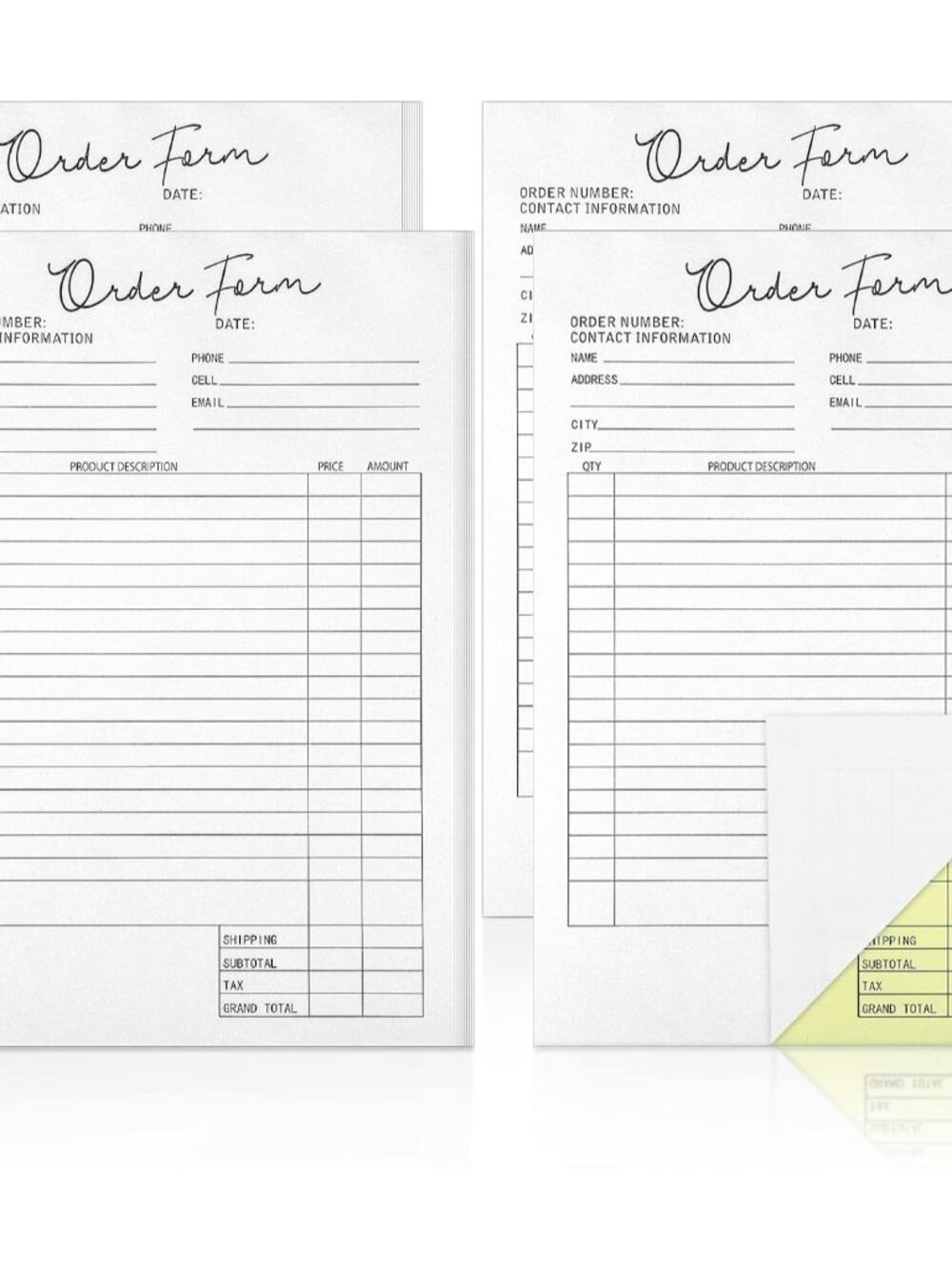 4 Pack Order Forms Book for Small Business 5.5 x 8.5 Inches